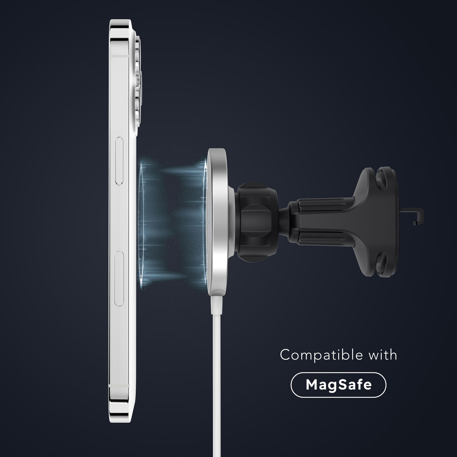 Автомобильное магнитное зарядное устройство Aura Car, белое-6