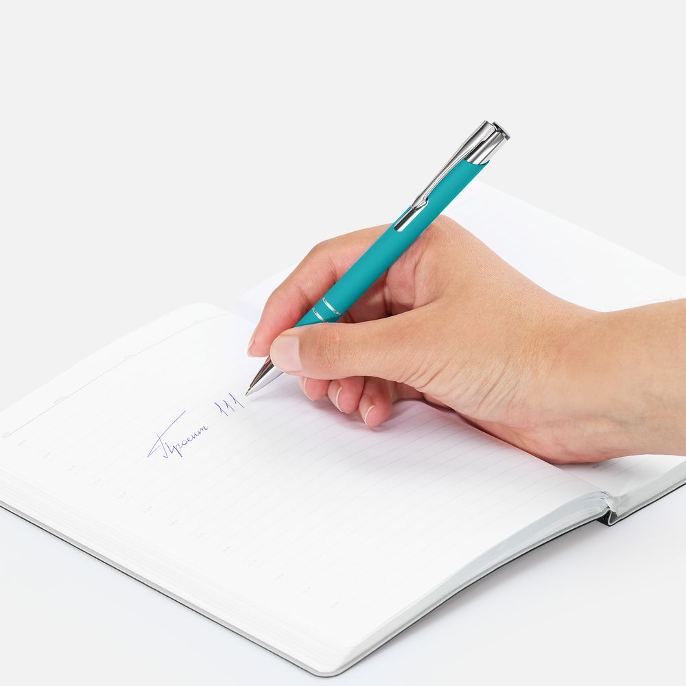Ручка шариковая Keskus Soft Touch, бирюзовая-2