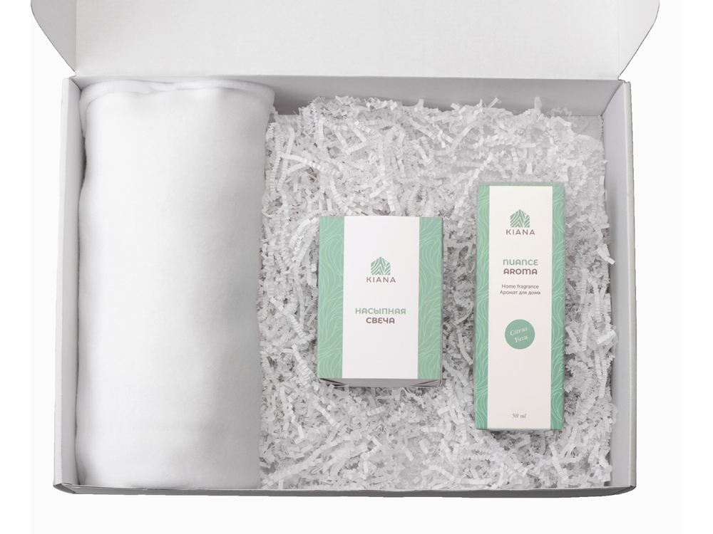 Подарочный набор White light 2.0 с пледом, диффузором, насыпной свечой-2