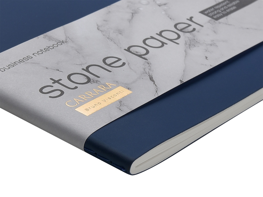 Тетрадь с каменной бумагой А5 Carrara 40 л., линейка, темно-синий-4