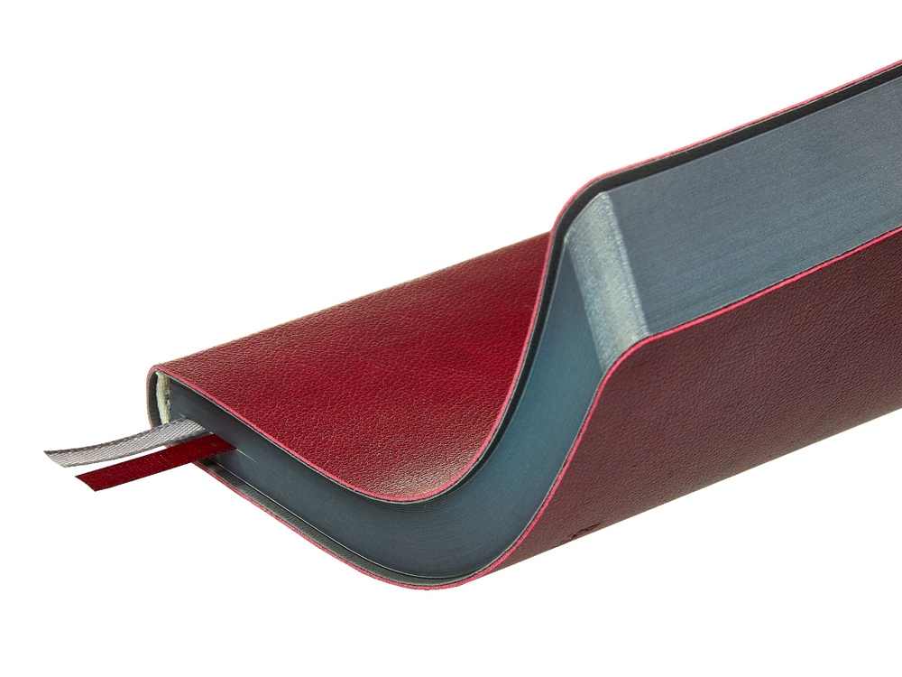 Ежедневник А5 датированный Boston 2026, бордовый с серым обрезом-5