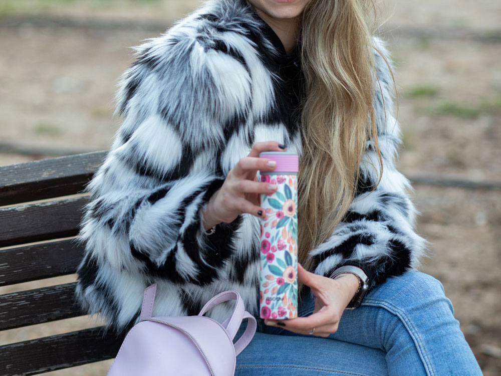 Термос SKINNY MINI, цветочный-2