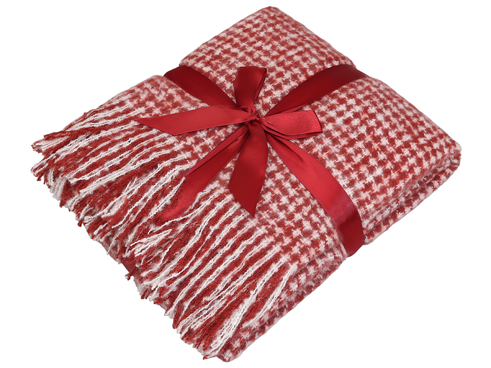 Акриловый плед Harp 130x180 см, белый/бордо-4