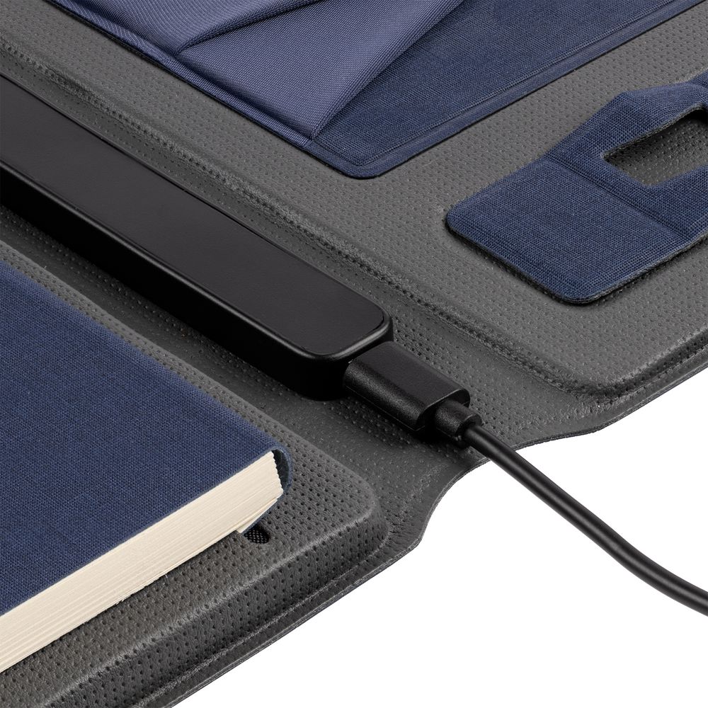 Органайзер с блокнотом и аккумулятором Oiro, синий-6