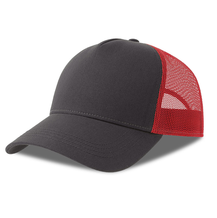Бейсболка RAPPER COTTON-S, 5 клиньев, пластиковая застёжка, темно-серый, красный-0