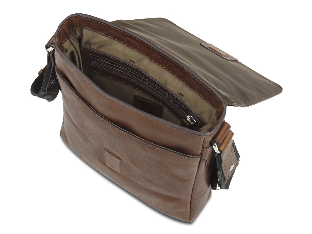 Сумка через плечо Mano Don Valentino, натуральная кожа в коричневом цвете, 21 х 25 х 5 см-3