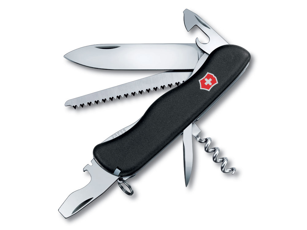 Нож перочинный VICTORINOX Forester, 111 мм, 12 функций, с фиксатором лезвия, чёрный-0
