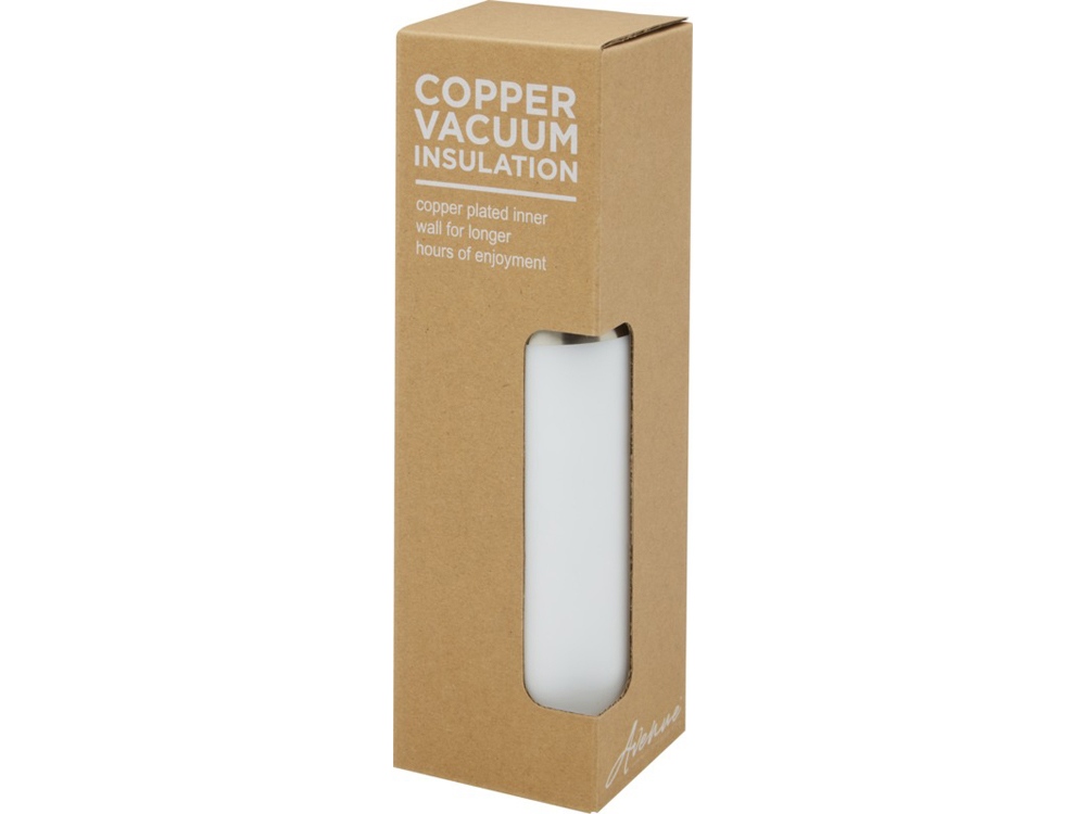 Hulan Бутылка объемом 540 мл с вакуумной изоляцией из меди и бамбуковой крышкой, белый-4