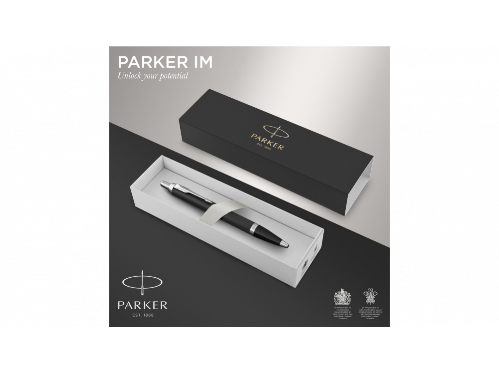 Шариковая ручка Parker IM Mat Black CT лак матовый, стержень: M, цвет чернил: blue, в подарочной упаковке.-6