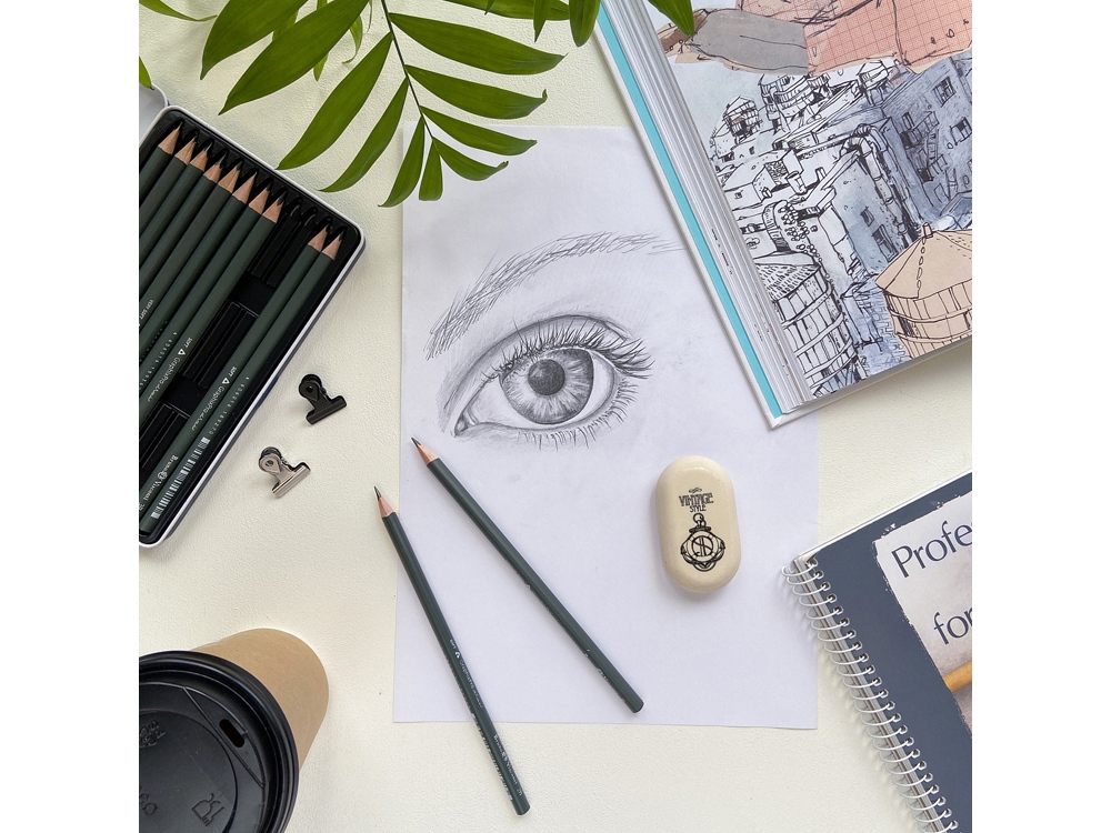 Набор чернографитовых карандашей  Sketch & Art ,12 шт. 2h-9b, металлическая коробка с ложементом-6