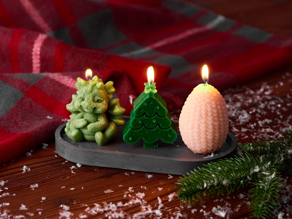 Свечи на подставке Дракон, яйцо дракона, елочка-11