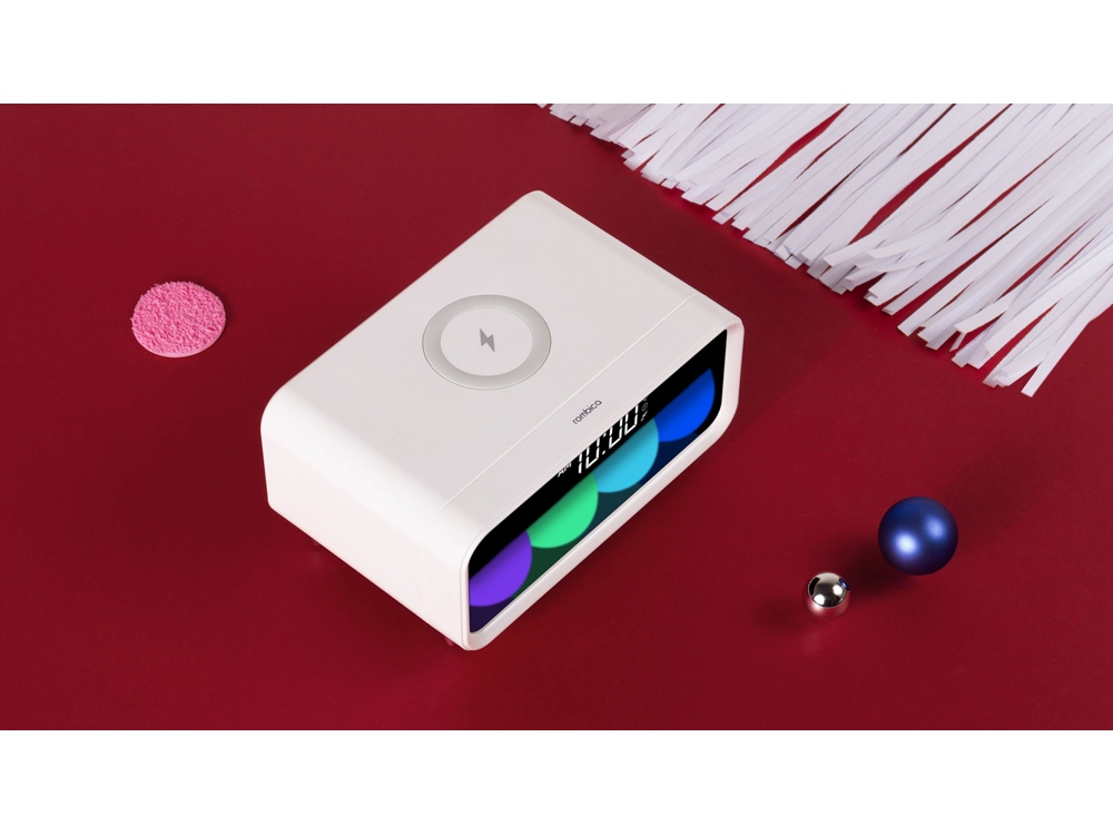 Часы с беспроводным зарядным устройством Rombica Timebox 1, белый-8