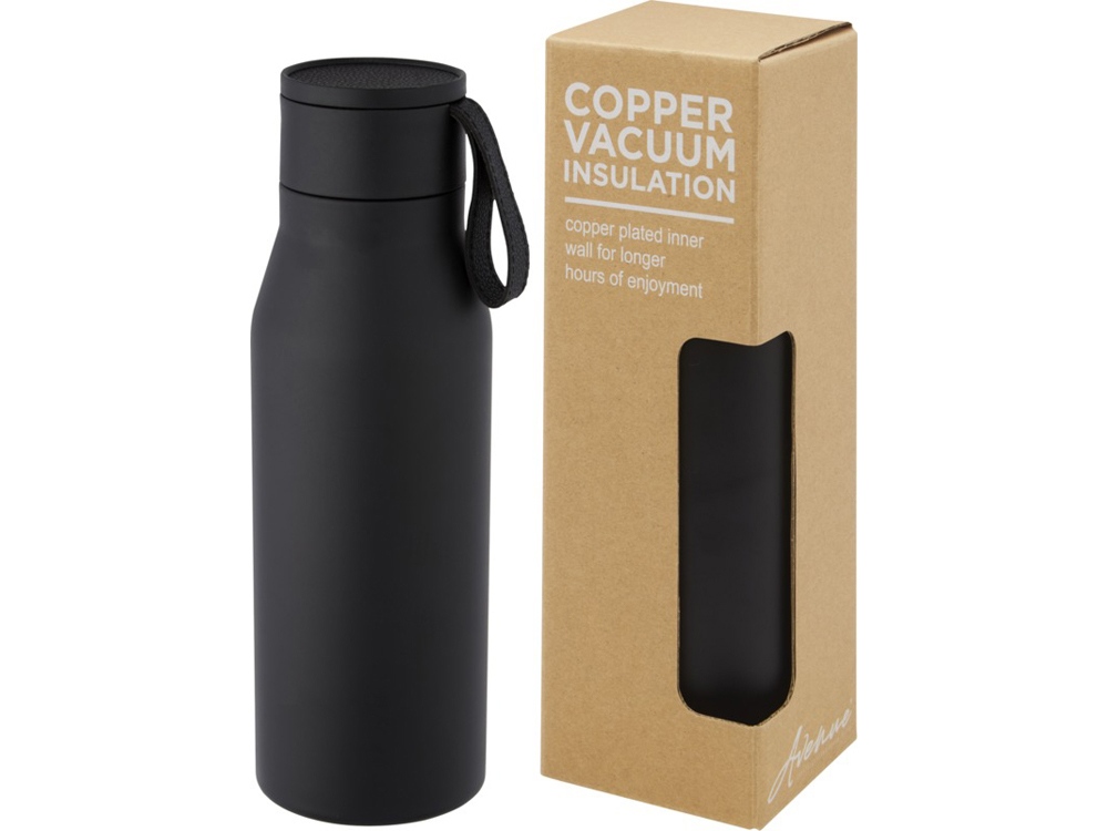 Ljungan Бутылка объемом 500 мл с медной вакуумной изоляцией, ремешком и крышкой, черный-0