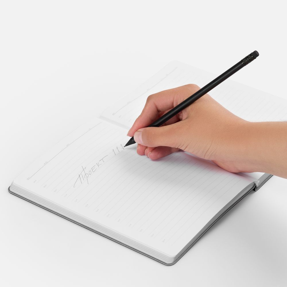 Карандаш простой Hand Friend с ластиком, черный-3