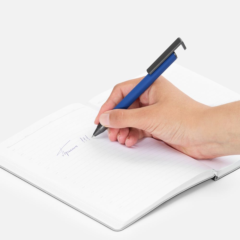 Ручка шариковая Standic с подставкой для телефона, синяя-2