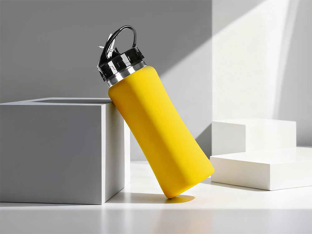 Бутылка для воды Bottle C1, сталь, soft touch, 600 мл, желтый-0