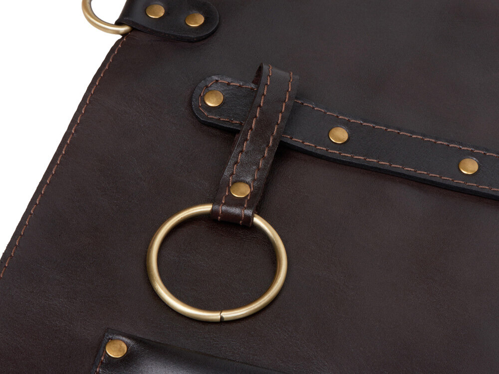 Набор: фартук из натуральной кожи в тубусе, темно-коричневый-5