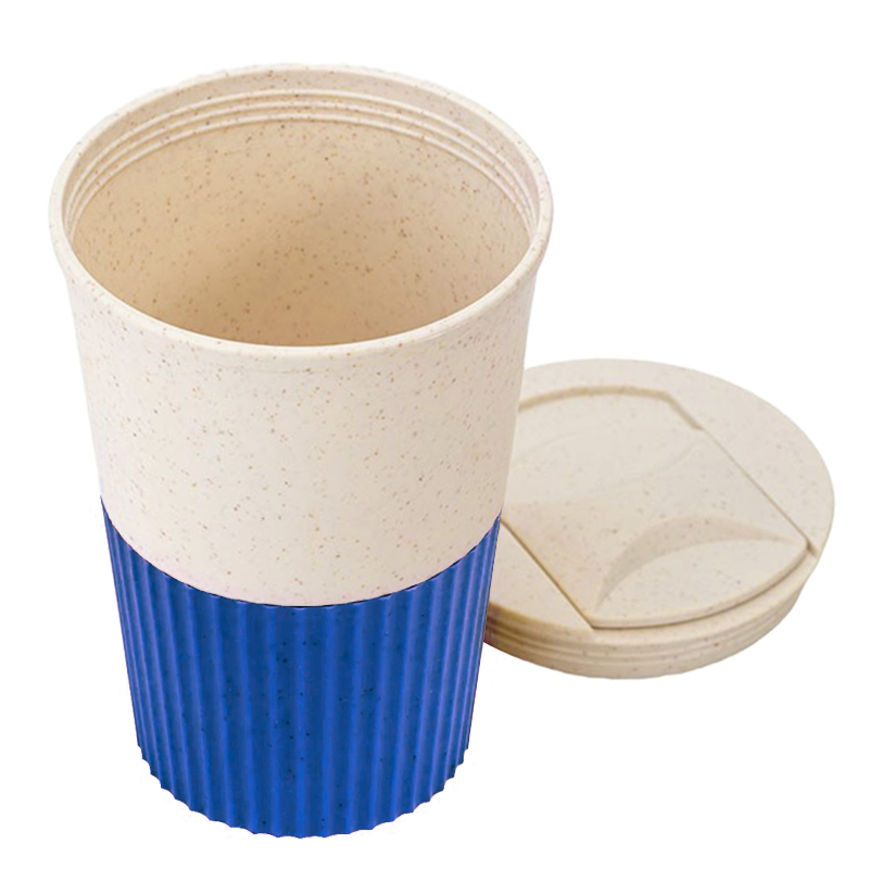 Термостакан пластиковый Wavy с манжетой, Синий-2