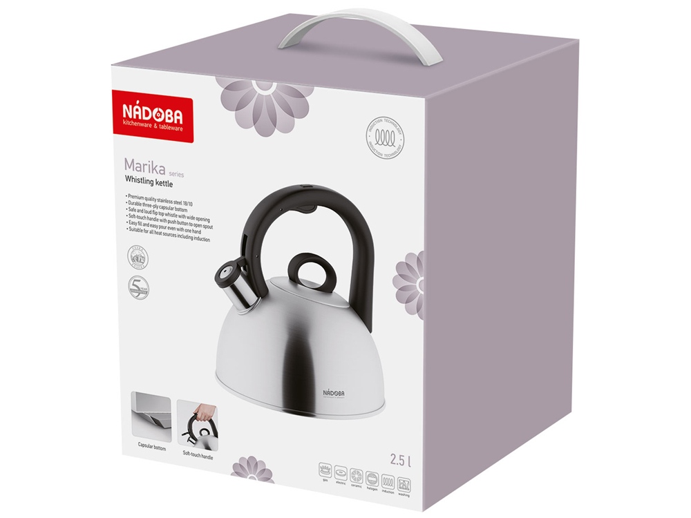 Чайник со свистком, 2,5 л, NADOBA, серия MARIKA-5