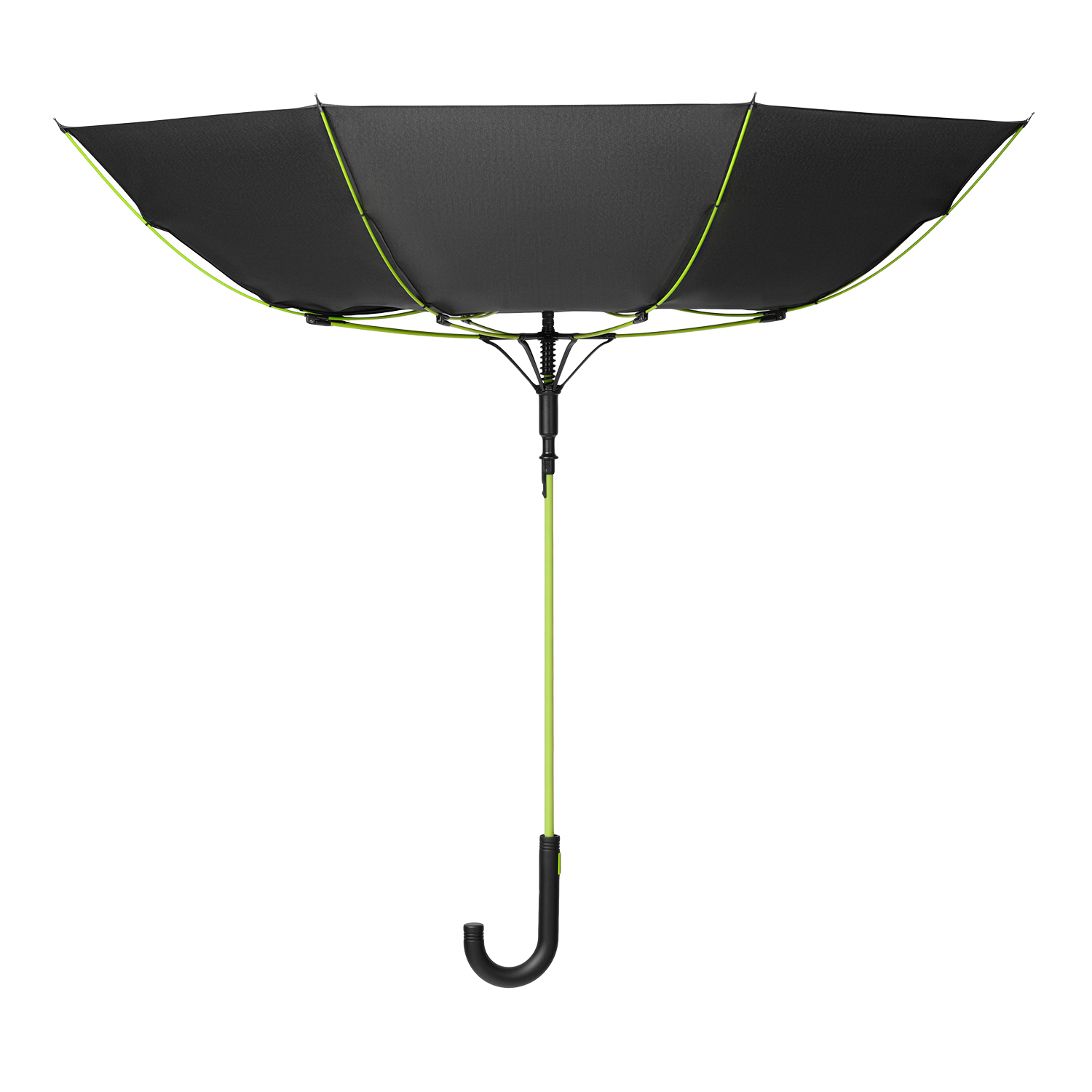 Зонт-трость Квантум (Quantum), черный/салатовый-4