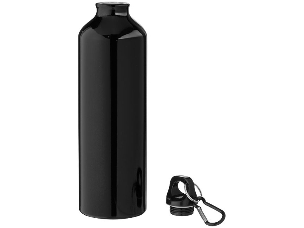 Алюминиевая бутылка для воды Oregon объемом 770 мл с карабином - сплошной черный-1