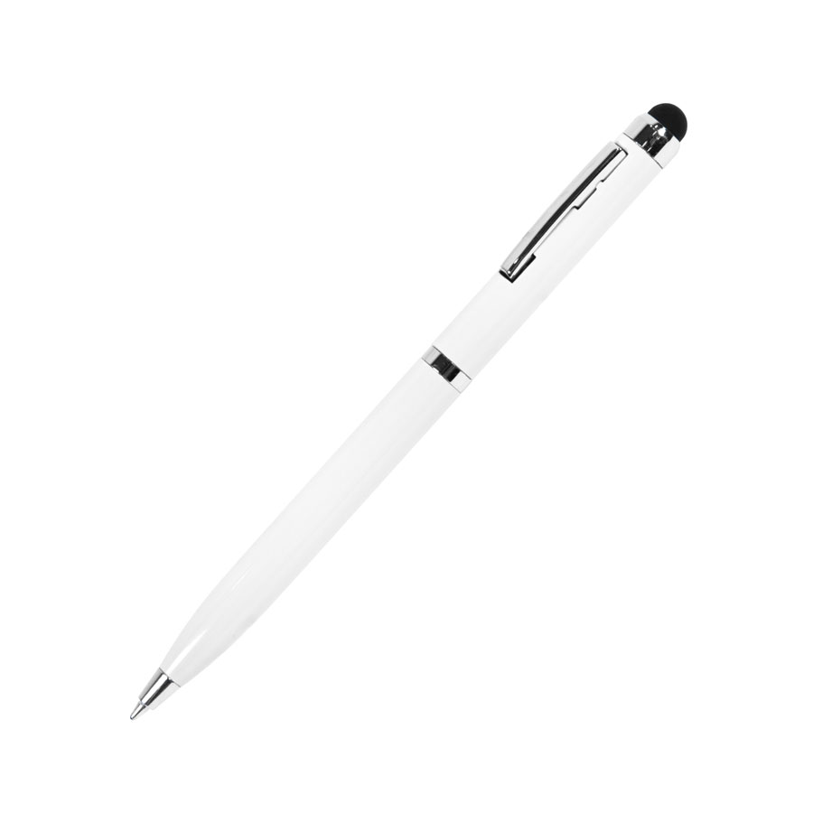Ручка шариковая со стилусом CLICKER TOUCH, белый, серебристый-0