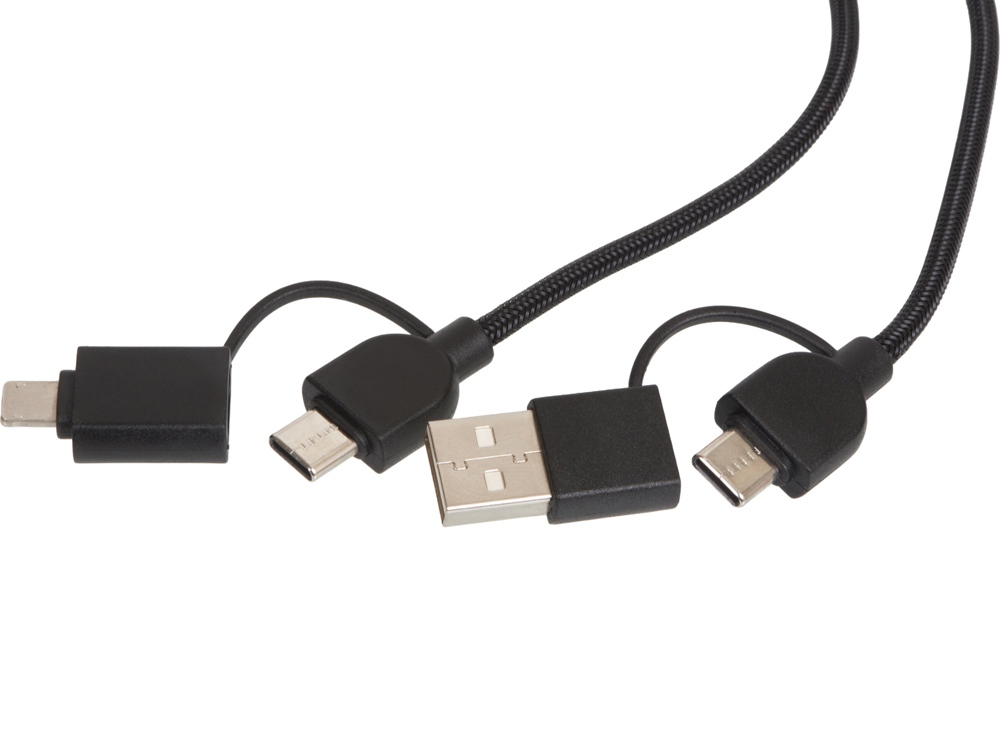 Универсальный зарядный кабель из переработанных ПЭТ и ТПЕ Acalypha, быстрая зарядка 25 Вт, черный-1