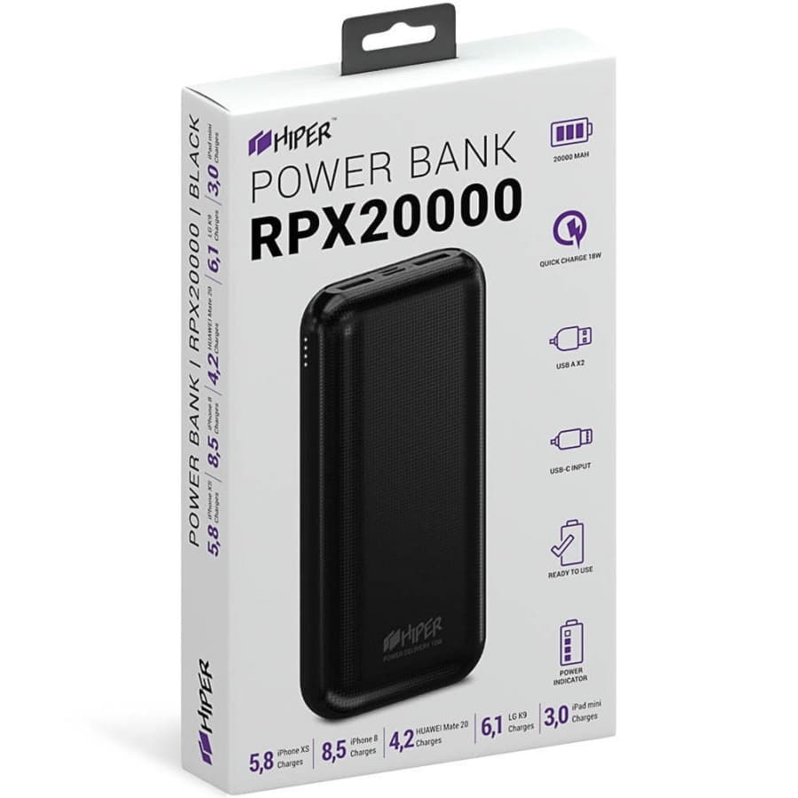 Универсальный аккумулятор RPX20000, QC3.0, PD, TYPE C, емкость 20000 мАч, черный , черный-2