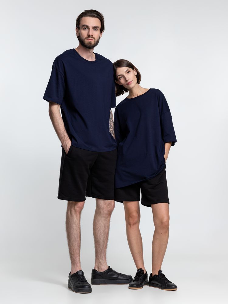 Футболка унисекс оверсайз Crosstown, темно-синяя-7