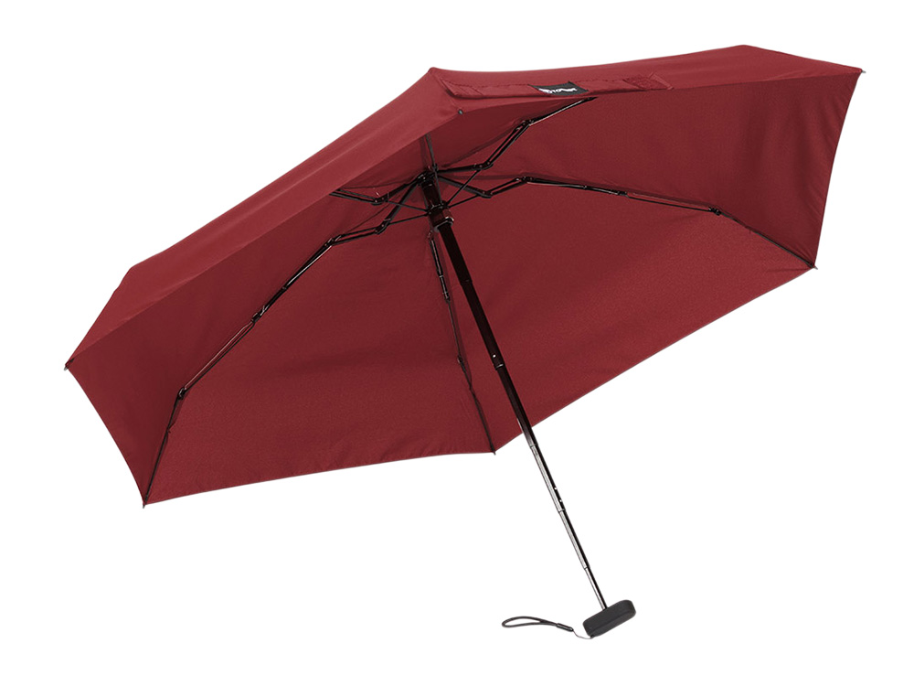 Зонт складной женский TORBER, механика, 5 сложений, красный, каркас алюминий, эпонж, пластиковая ручка, диаметр 91 см-2