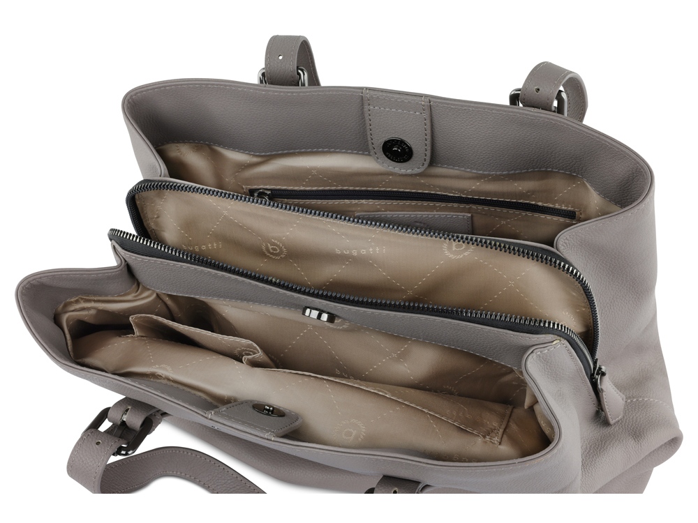 Сумка женская BUGATTI БЕЛЛА | BELLA, бежевая, воловья кожа/полиэстер, 33х14х25 см-5