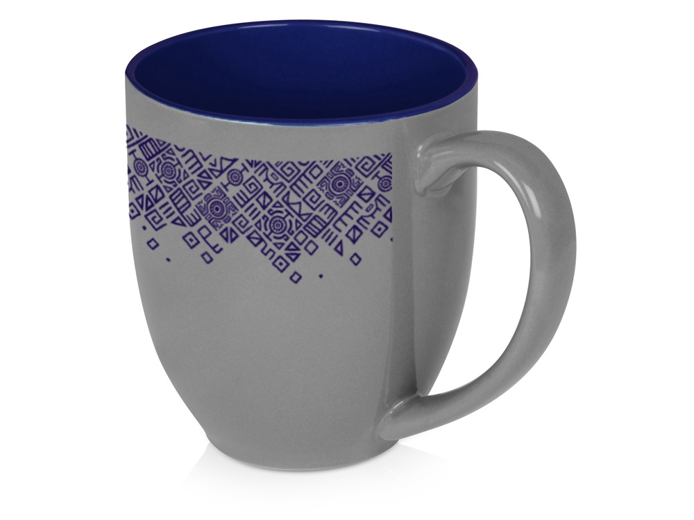 Кружка керамическая Gracy 450мл, серый/темно-синий-1