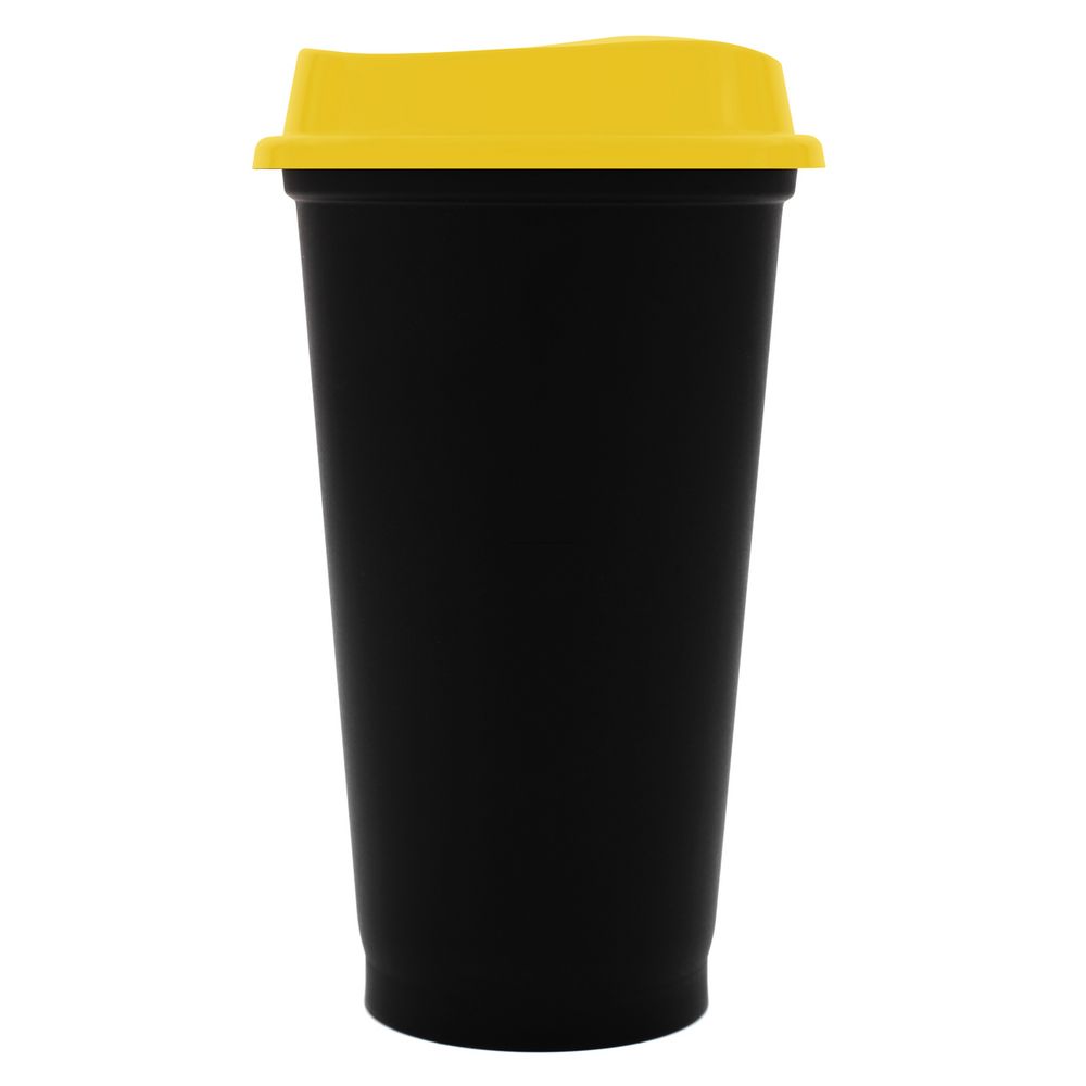 Стакан с крышкой Color Cap Black, черный с желтым-1