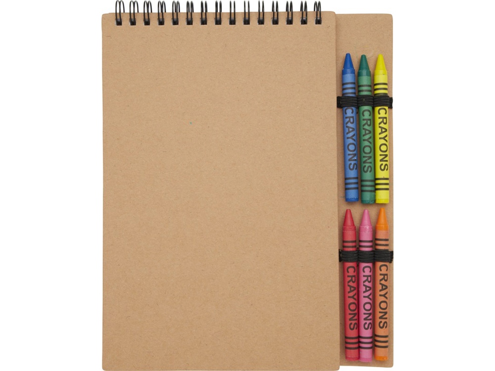 Doodle блокнот формата А5 с мягкой обложкой на спирали и набор мелков - Натуральный-1