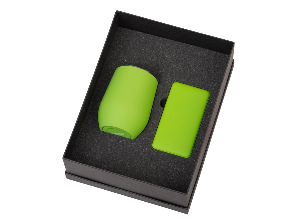 Подарочный набор с термокружкой и повербанком С1, 5000 mAh, зеленое яблоко-1