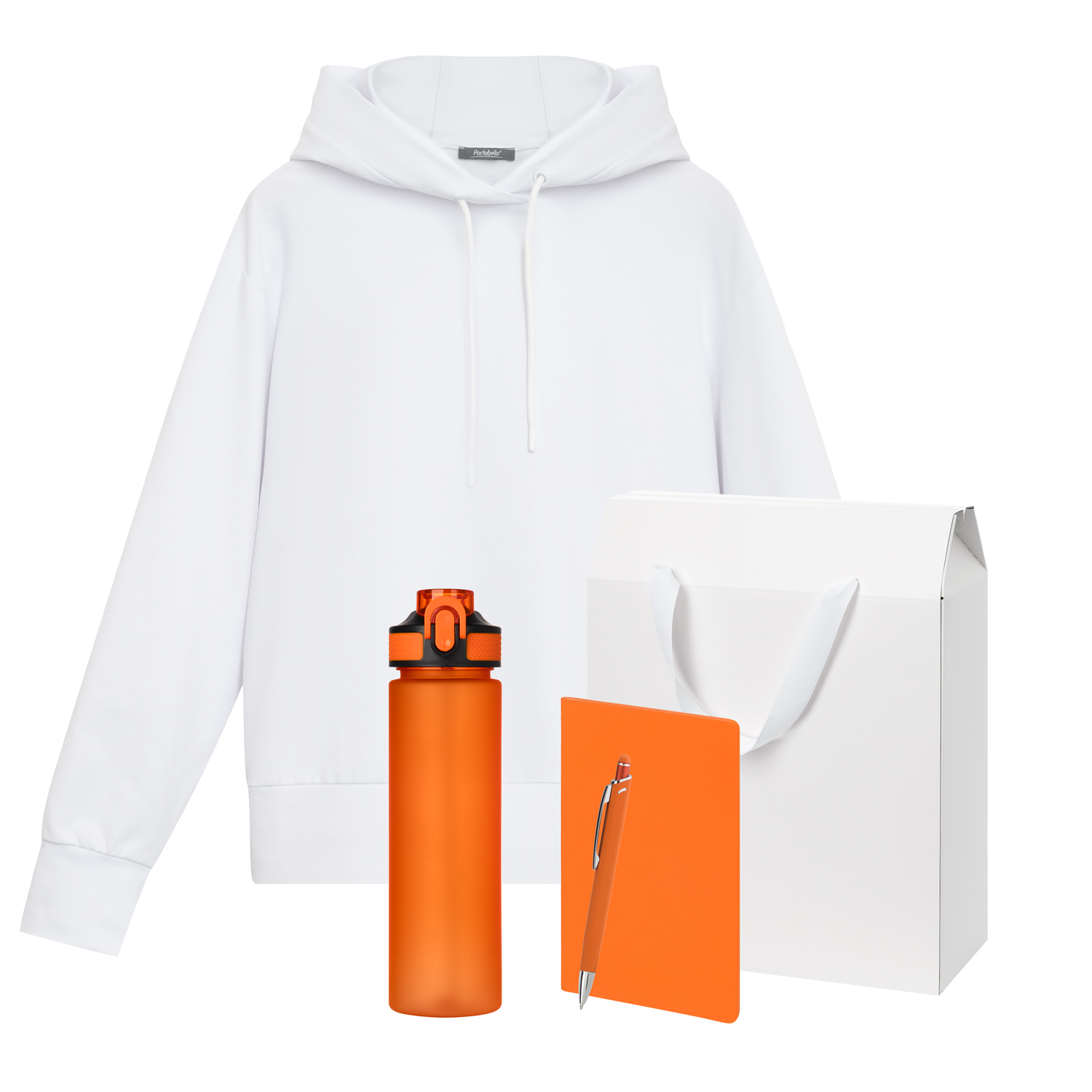 Набор с одеждой Алекс (Alex) (худи, бутылка, блокнот, ручка), оранжевый, L-0