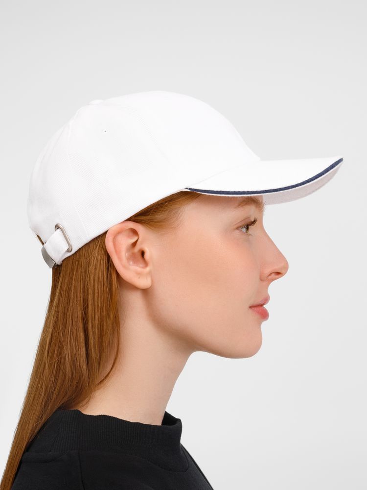 Бейсболка Buffalo, белая с темно-синим-4