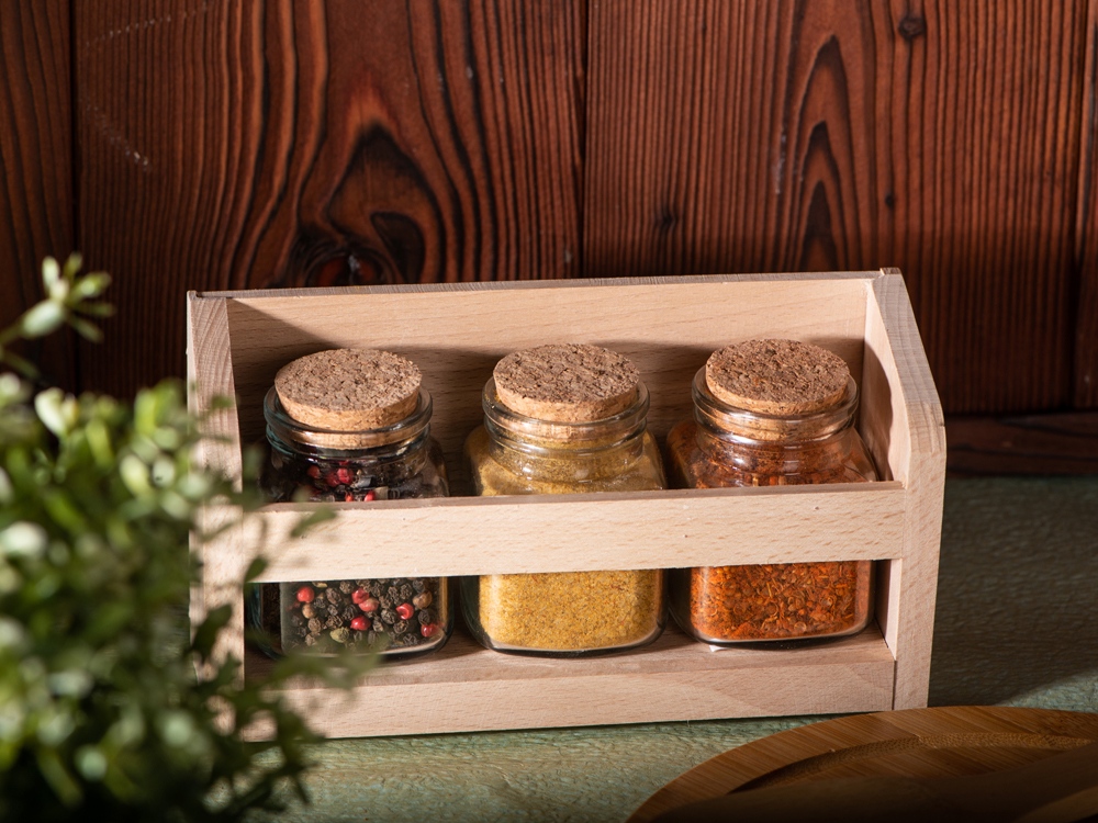 Набор Delicio из трех специй в подставке из бука-13