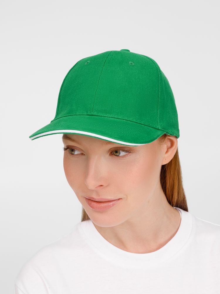 Бейсболка Buffalo, ярко-зеленая с белым-4