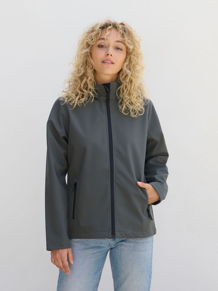 Куртка софтшелл с капюшоном женская Race Women, темно-серая-5