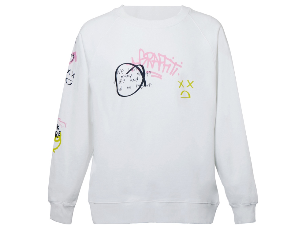 Свитшот оверсайз с рукавом реглан Belgrade, унисекс, белый, ДТФ текстиль-0