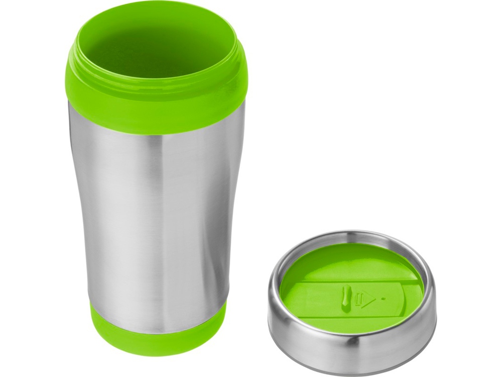 Термостакан Elwood c изоляцией, серебристый/лайм-1