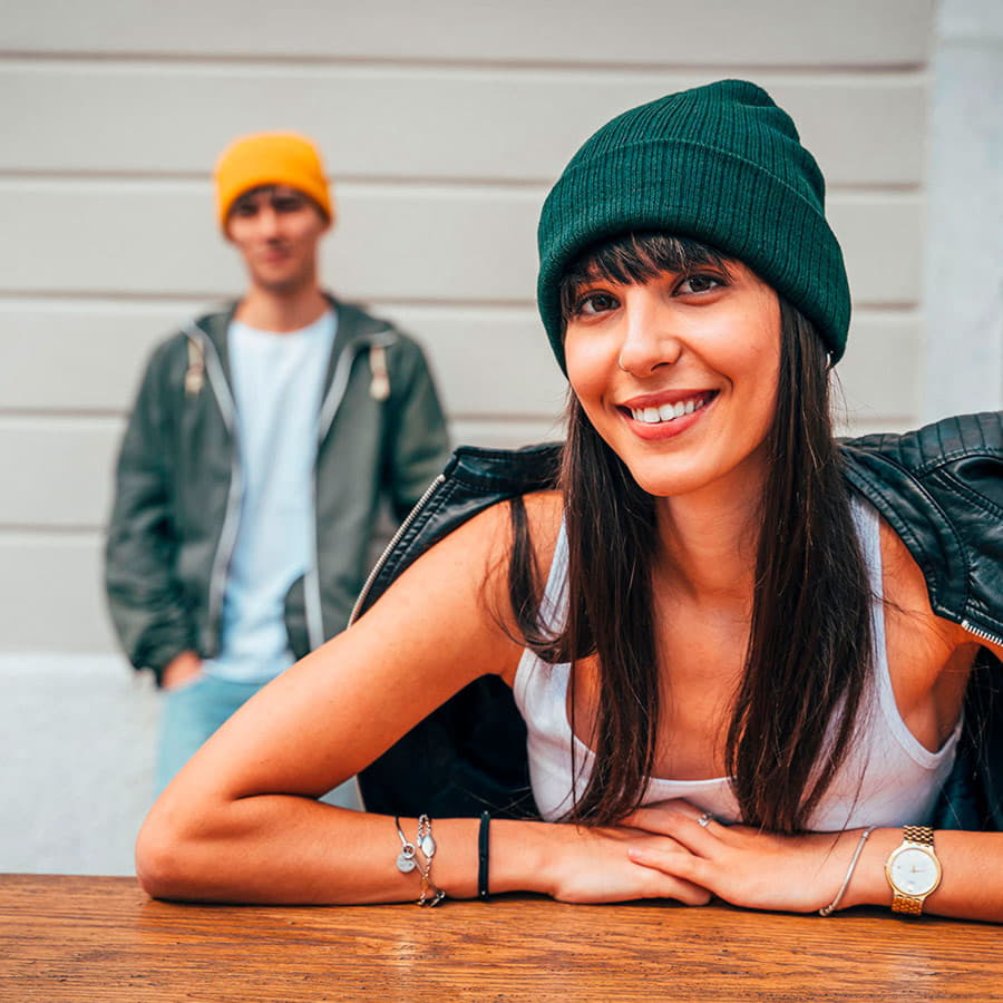 Шапка вязаная RIO с отворотом из материала rPET/рециклированного полиэстера, желтый-2