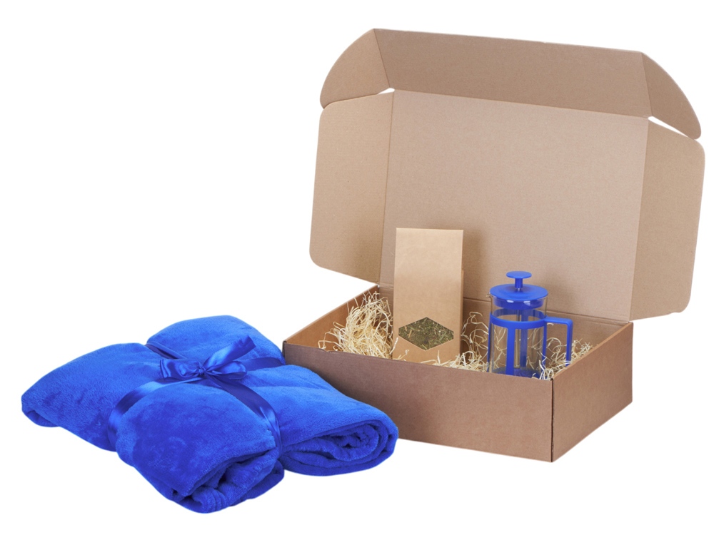 Подарочный набор Tea time с пледом, синий-1