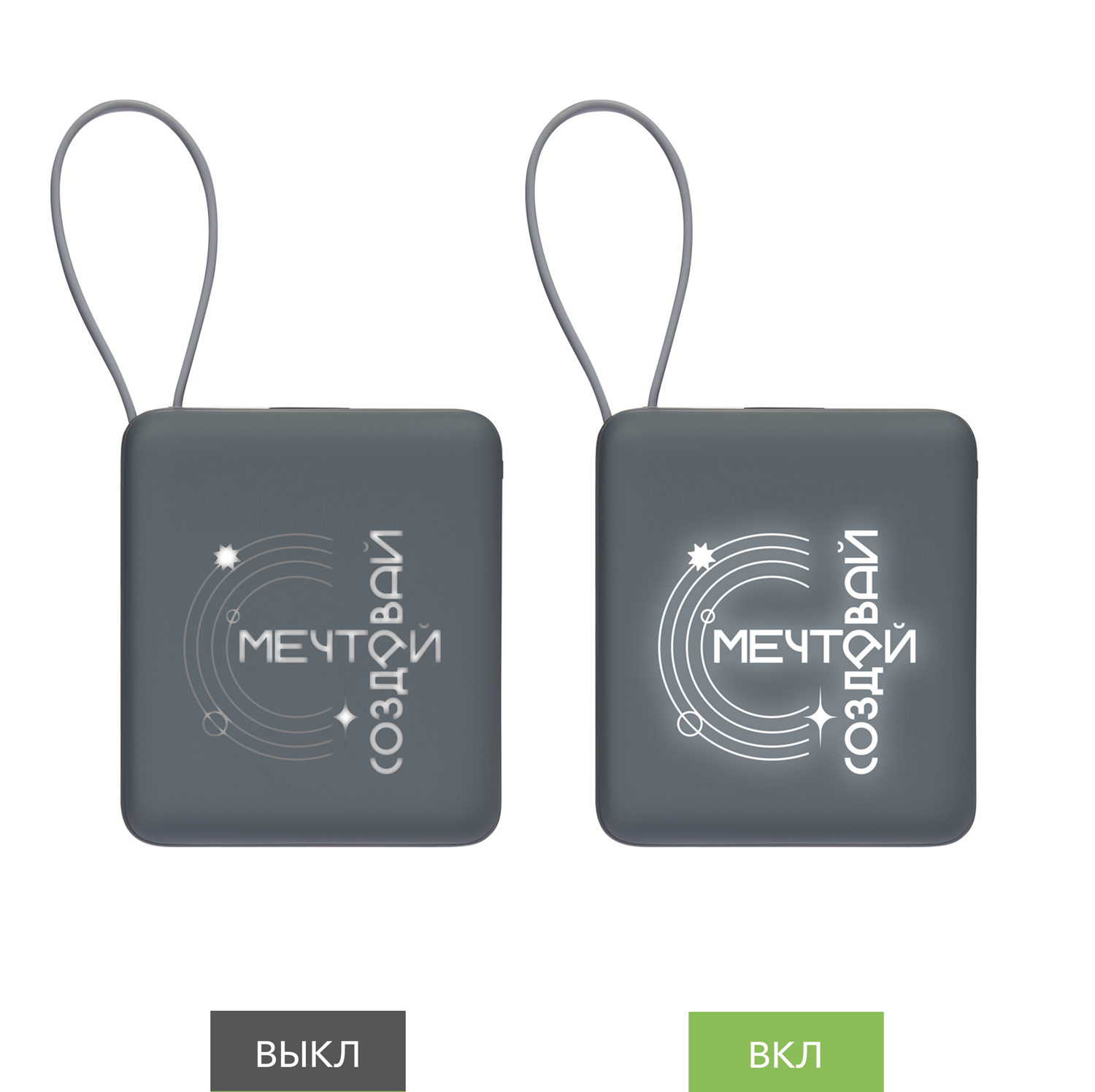 Внешний аккумулятор с подсветкой Ritter PD 10000mAh с функцией беспроводной зарядки 15W, серый-11