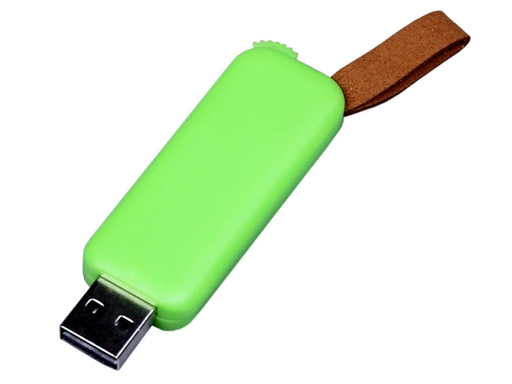 USB-флешка промо на 64 Гб прямоугольной формы, выдвижной механизм, зеленый-0