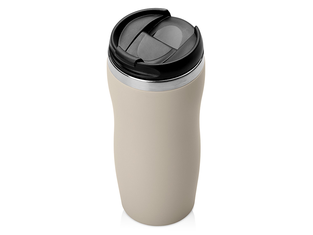 Термокружка Mony Steel 350 мл, soft touch, бежевый-0