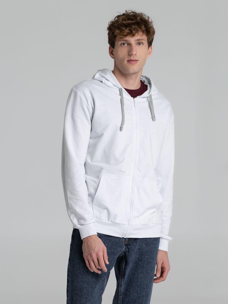Толстовка на молнии с капюшоном Unit Siverga, белая-5