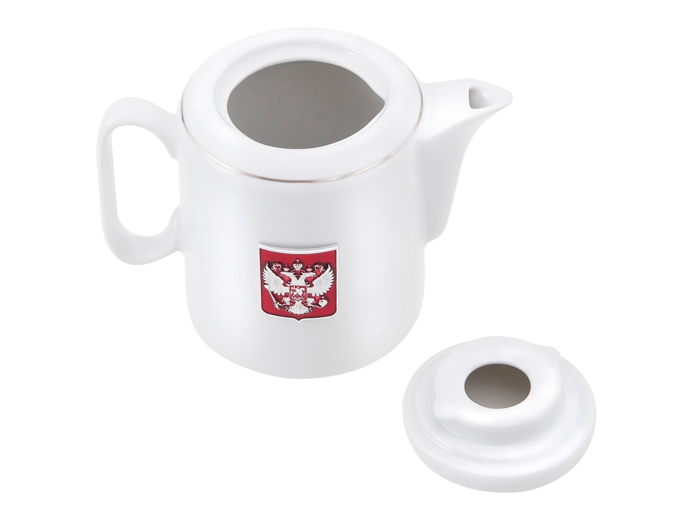 Чайный набор с подстаканником и фарфоровым чайником ЭГОИСТ-М, серебристый/белый-6