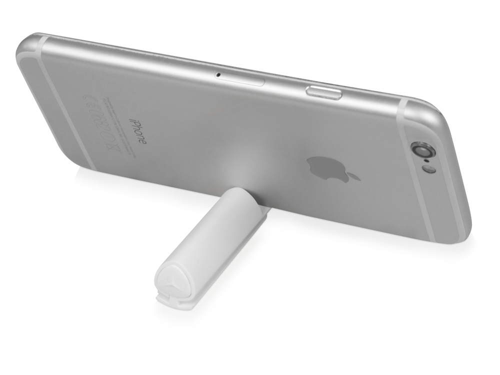 Ручка пластиковая шариковая трехгранная Nook с подставкой для телефона в колпачке, белый-6